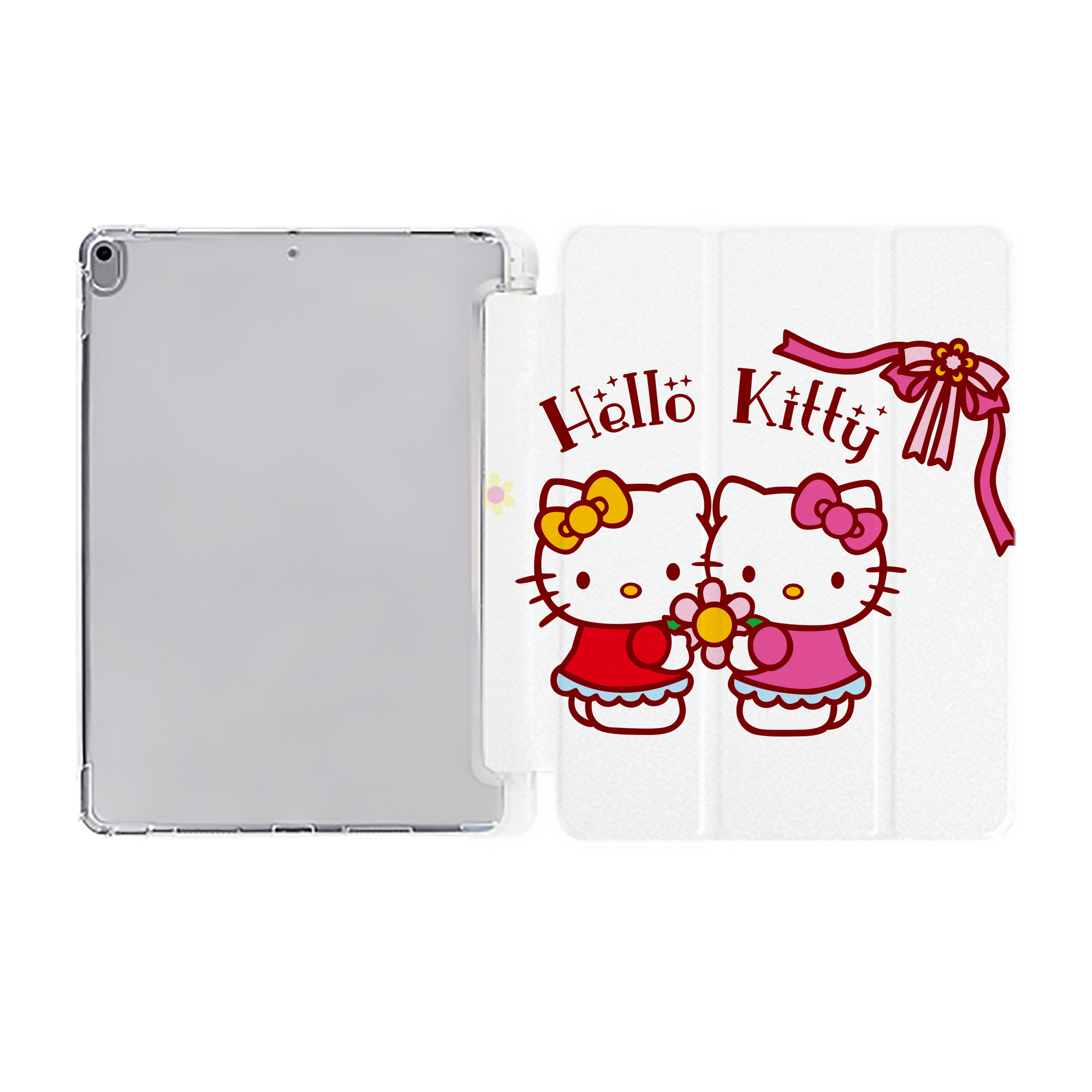 （画像用） Hello Kitty ハローキティ IPad ケース ペン収納付き 三つ折りスタンド PUレザー×シリコン 対応機種9.5/10.5/10.9インチ